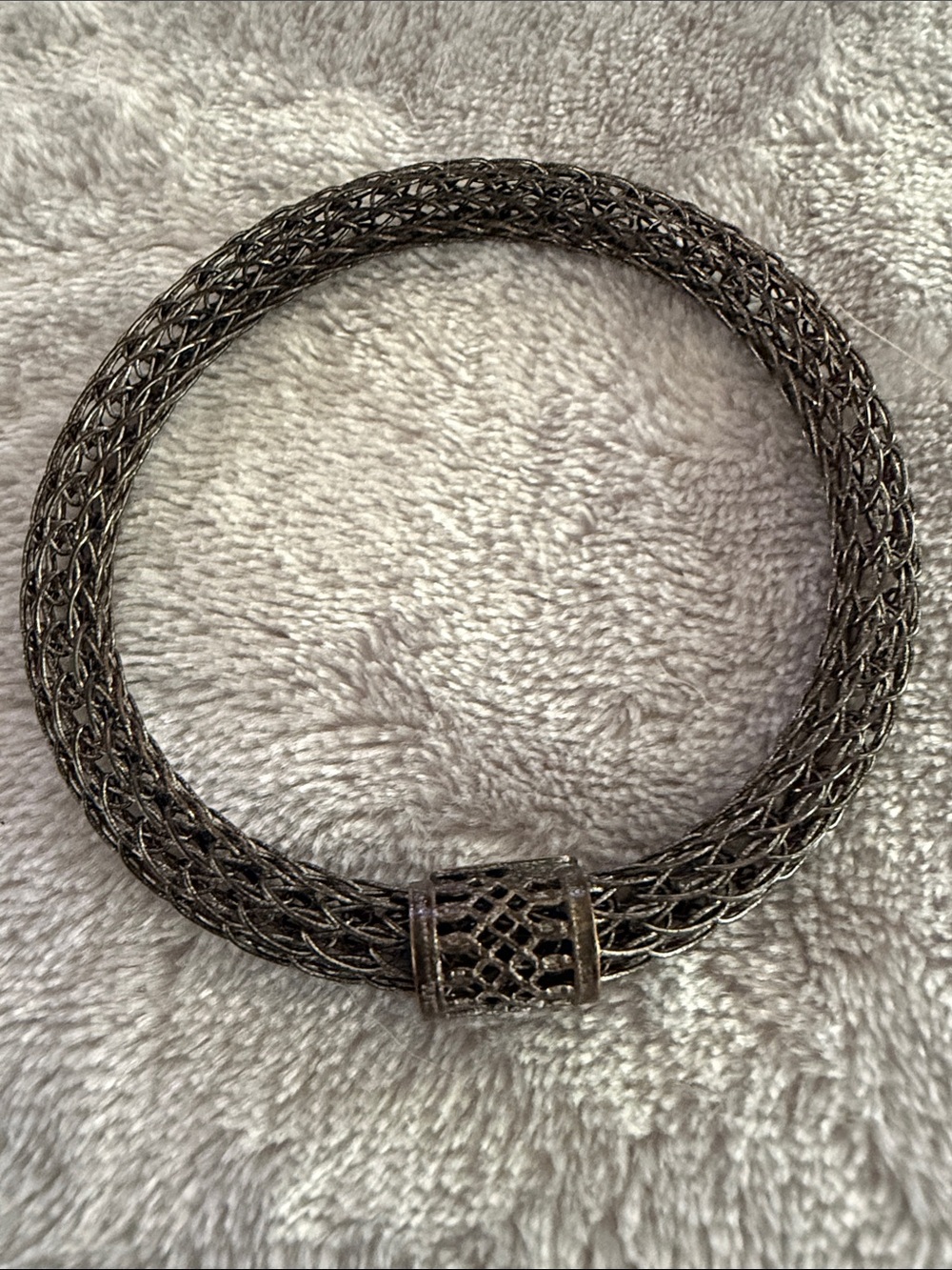Sarah Cavender Metal Works Designer Woven Mesh Statement Bracelet - Dark Silver